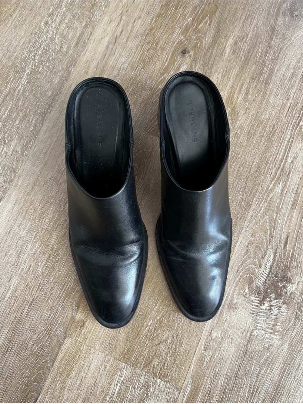 Everlane Black Leather Block Heel Mule - Women Size 10